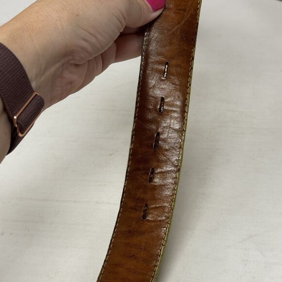 Authentic Crocodile Leather Buckle Belt Size 34 El General Made in Mexico Cream - Picture 6 of 12